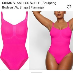 Skims Seamless scuplting bodysuit with snaps in shade flamingo size s/m nwot